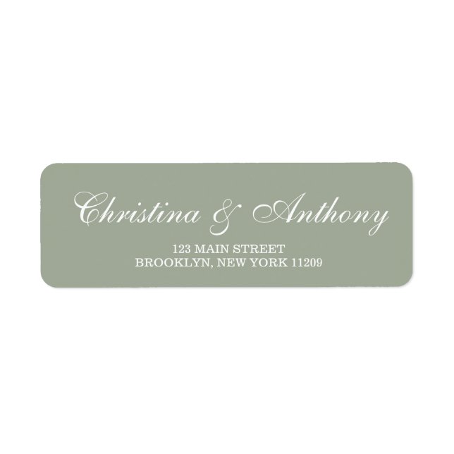 Custom Sage Wedding Monogram Return Address Labels (Front)