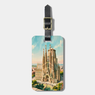 Custom Sagrada Familia Barcelona Travel Watercolor Luggage Tag