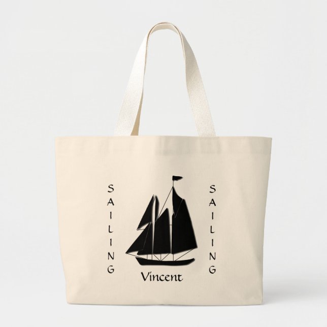 Custom Sailboat Sea Silhouette Tote Bag (Front)