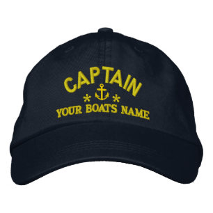 Custom sailing boat captains embroidered hat