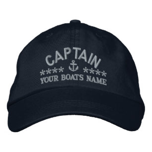 Custom sailing boat captains embroidered hat
