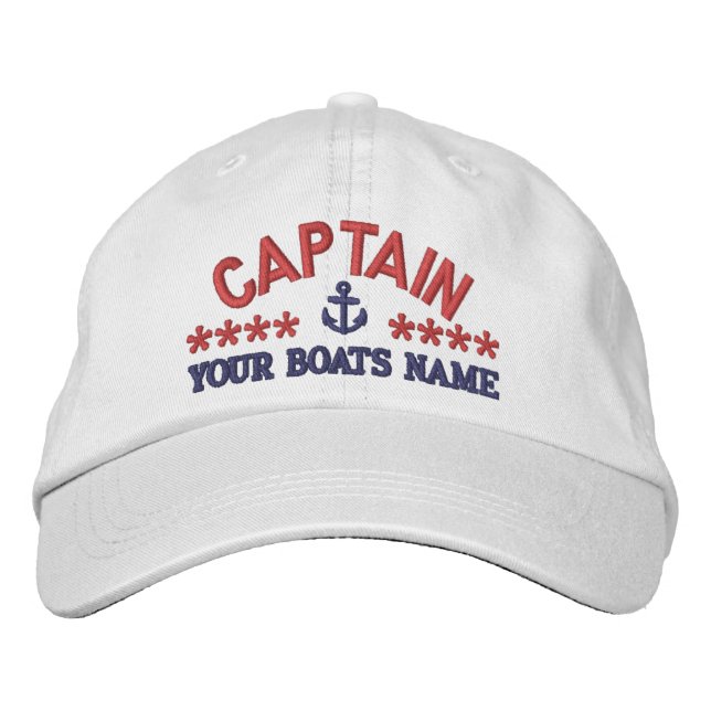 Custom sailing boat captains embroidered hat (Front)