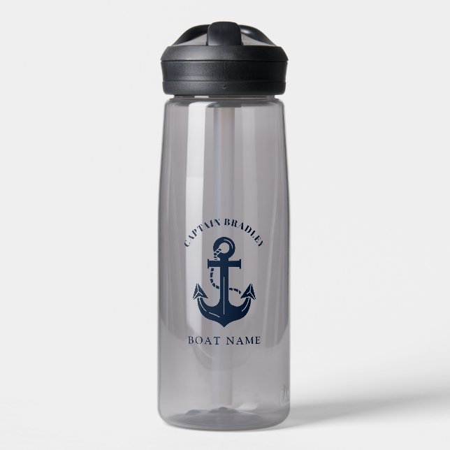 Custom Sailing Crew Captain Boat Name Water Bottle (Front)