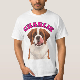 Custom Saint Bernard Big Dog Tongue Out  T-Shirt