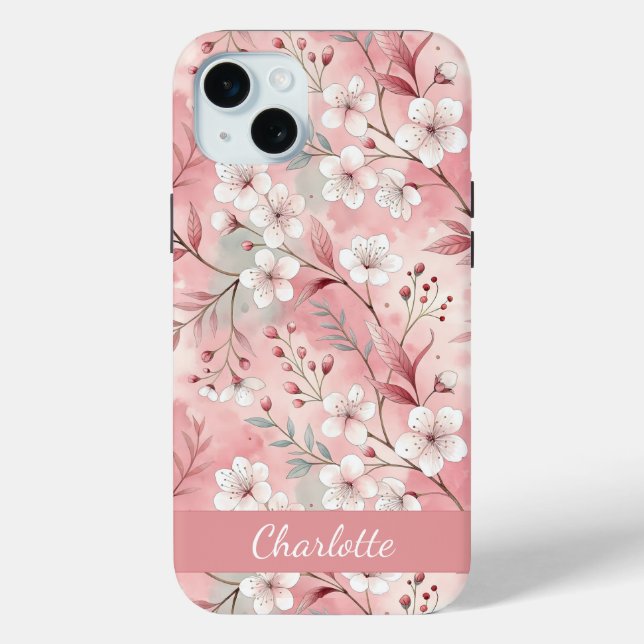 Custom Sakura Flower Pattern Pink  Case-Mate iPhone Case (Back)