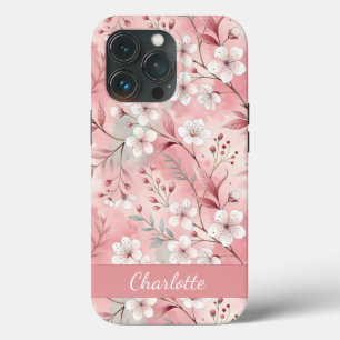 Custom Sakura Flower Pattern Pink iPhone 13 Pro Case