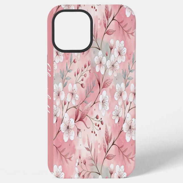 Custom Sakura Flower Pattern Pink  iPhone Case (Back)