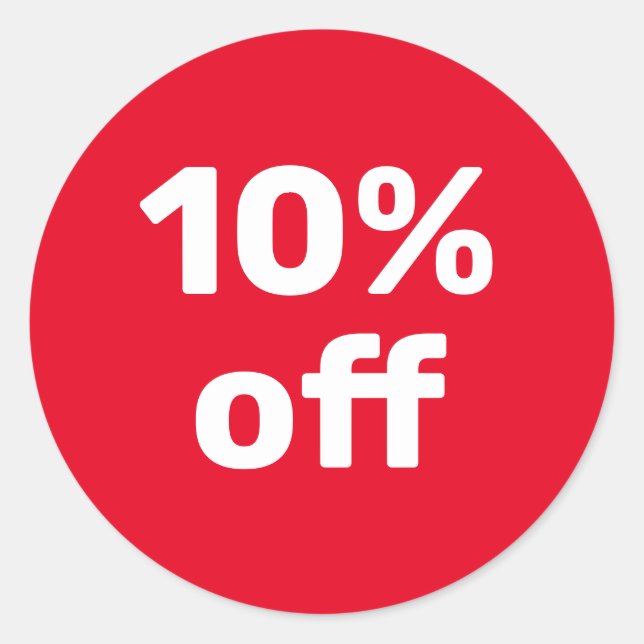 Custom SALE STICKER 10% OFF RED WHITE  (Front)