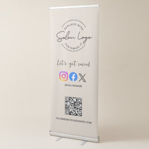 Custom Salon Logo QR Code Social Media Marketing  Retractable Banner