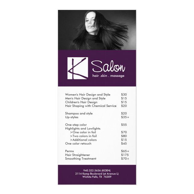 Custom Salon Rack Card (Front)