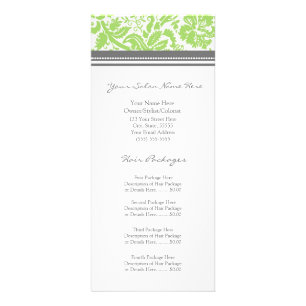Custom Salon Rack Cards Lime Grey Damask