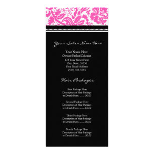 Custom Salon Rack Cards Pink Black Damask