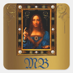 Custom Salvator Mundi J Christ Leonardo DaVinci Square Sticker