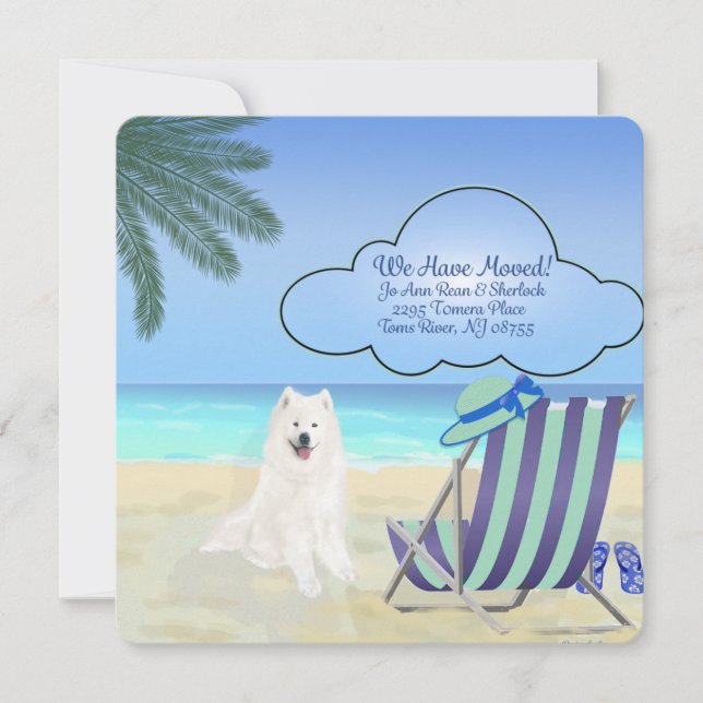 Custom Samoyed "We Have Moved" 5.25"  x 5.25" Card (Front)