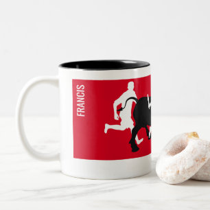 Custom, San Fermin Pamplona, encierro / bull run, Two-Tone Coffee Mug