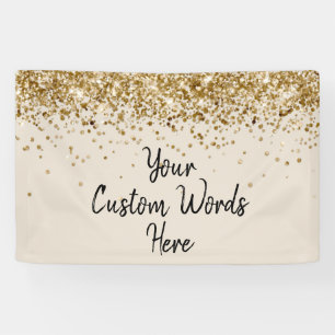 Custom Sand Black Gold Birthday Party Photo Booth Banner