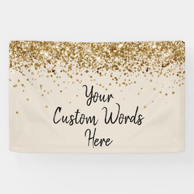 Custom Sand Black Gold Birthday Party Photo Booth Banner (Horizontal)