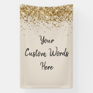 Custom Sand Khaki Black Gold Birthday Party Prop Banner