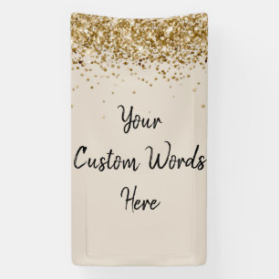 Custom Sand Khaki Black Gold Birthday Party Prop Banner