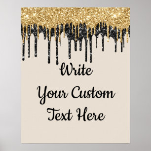 Custom Sand Tan Gold Glitter Birthday Photo Prop Poster