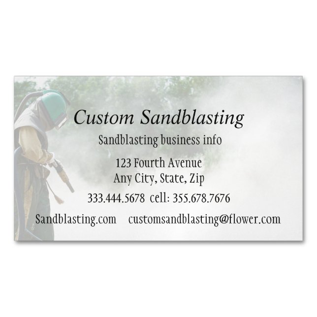 Custom Sandblasting Business  Magnetic Business Card (Front)