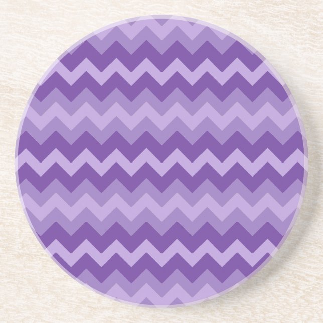 Custom Sandstone Coaster, Violets Chevrons on Blue Coaster (Front)