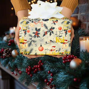 Custom Santa and Snowmen Christmas Wrapping Paper
