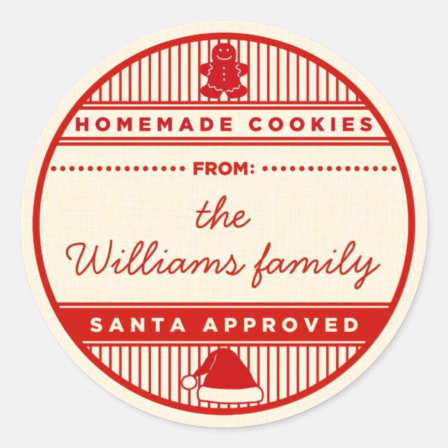 Custom Santa Approved Homemade Cookies Stickers (Front)
