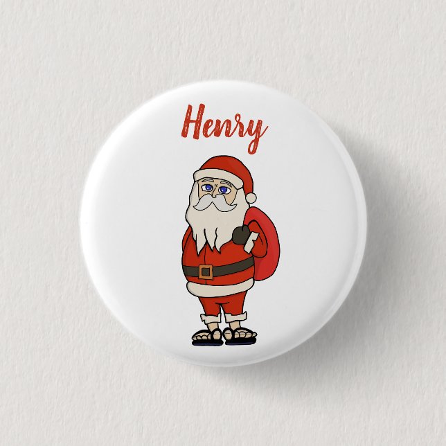 Custom Santa Claus Christmas Flip Flops 3 Cm Round Badge (Front)