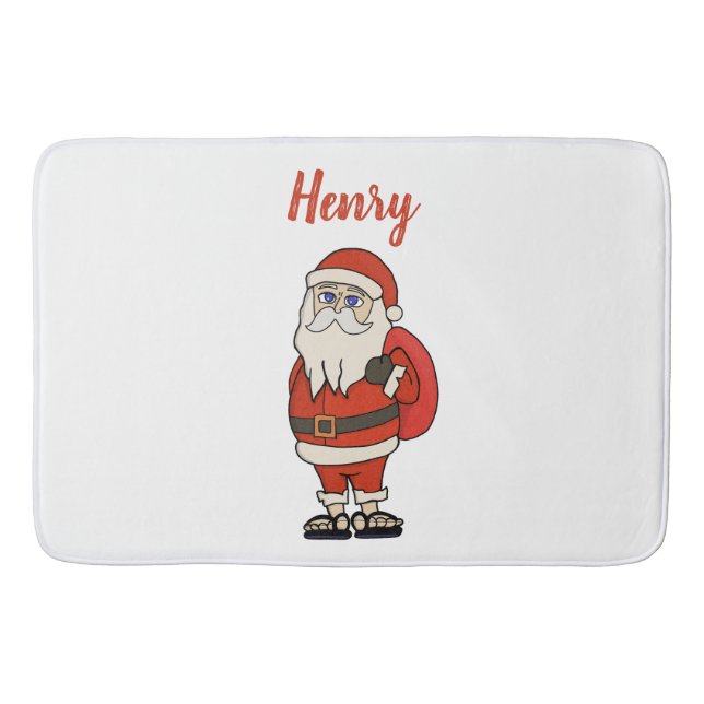 Custom Santa Claus Christmas Flip Flops Bath Mat (Front)