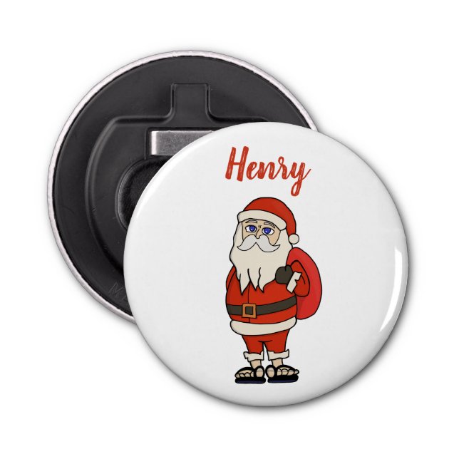 Custom Santa Claus Christmas Flip Flops Bottle Opener (Front)