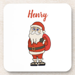 Custom Santa Claus Christmas Flip Flops Coaster