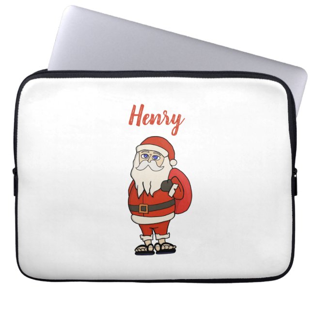 Custom Santa Claus Christmas Flip Flops Laptop Sleeve (Front)