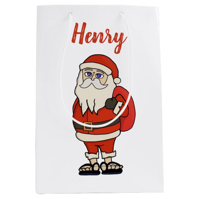 Custom Santa Claus Christmas Flip Flops Medium Gift Bag (Front)