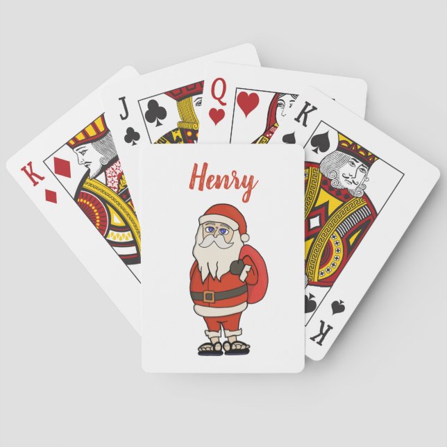 Custom Santa Claus Christmas Flip Flops Playing Cards (Back)