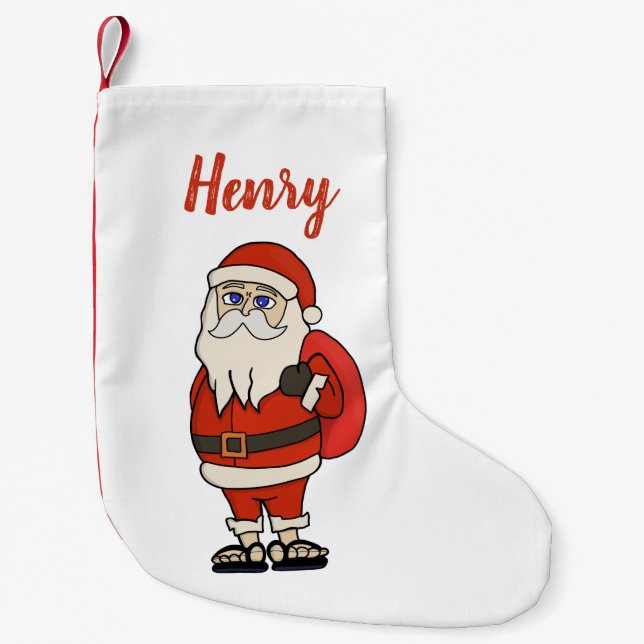 Custom Santa Claus Christmas Flip Flops Small Christmas Stocking (Front)