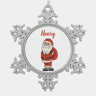 Custom Santa Claus Christmas Flip Flops Snowflake Pewter Christmas Ornament