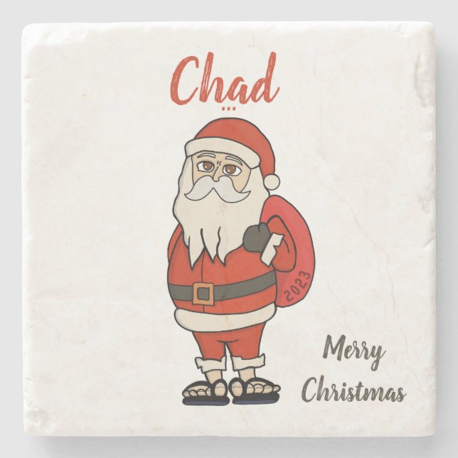 Custom Santa Claus Christmas Flip Flops Stone Coaster (Front)