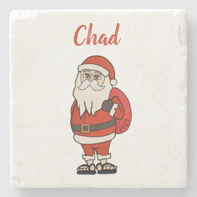 Custom Santa Claus Christmas Flip Flops Stone Coaster (Front)