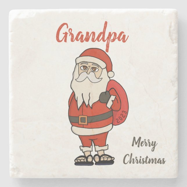 Custom Santa Claus Christmas Flip Flops Stone Coaster (Front)
