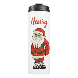 Custom Santa Claus Christmas Flip Flops Thermal Tumbler