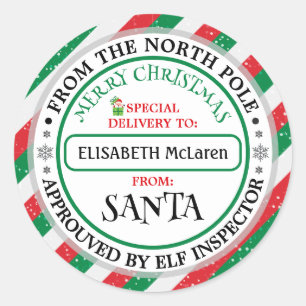 Custom Santa Claus Name Sticker — North Pole Works