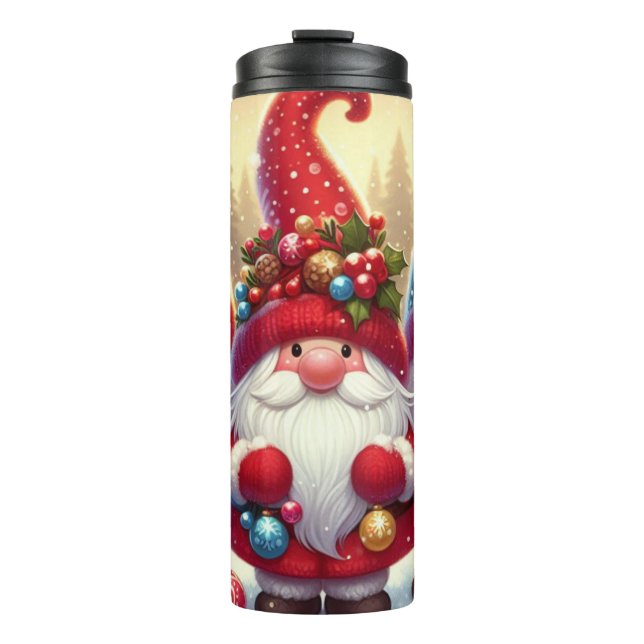 Custom Santa Gnome Christmas Tumblr – Holiday Gift Thermal Tumbler (Front)