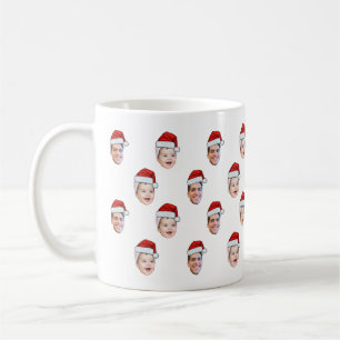 Custom Santa Hat Face Christmas Gift 2 Photos Coffee Mug