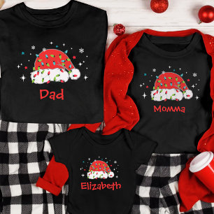 Custom Santa Hat Matching Family Christmas Pajama  T-Shirt