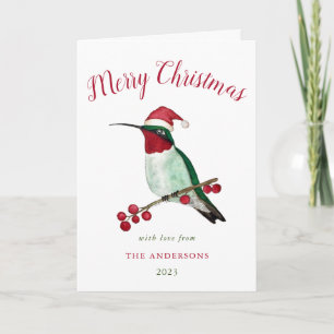 Custom Santa Hummingbird Christmas Card