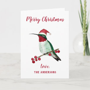 Custom Santa Hummingbird Holiday Card