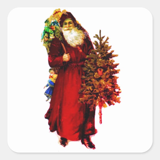CUSTOM SANTA ILLUSTRATION SQUARE STICKER (Front)