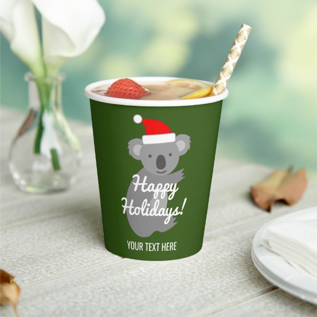 Custom Santa koala bear tropical Christmas Holiday Paper Cups (Insitu)