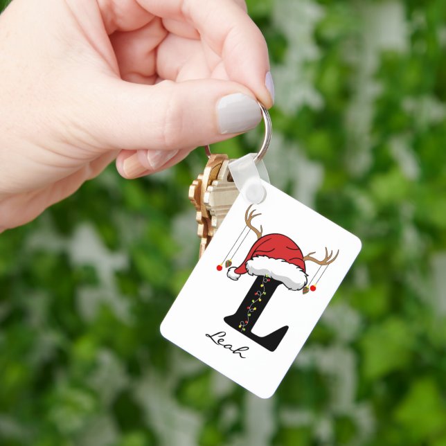 Custom Santa Monogram Keychain for Friends & Moms (Hand)